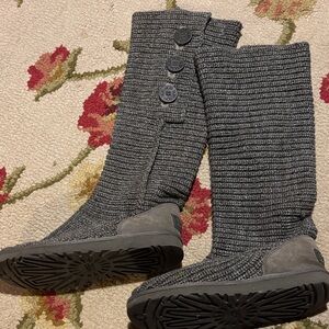 UGG Charcoal Knit Button Boots